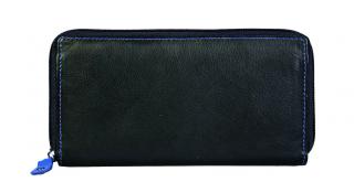 Dámská kožená peněženka s ochranou RFID JBPL 05- černá/modrá