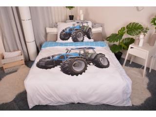 Set přikrývka 140x200 cm + polštář 70x90 cm 3D Traktor modrý