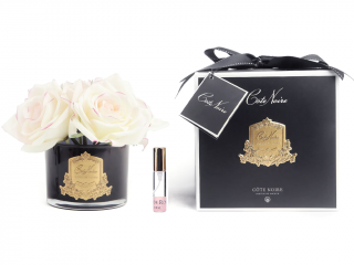 Côte Noire – kytice 5 parfémovaných růží Pink Blush v černé váze