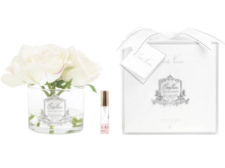 Côte Noire – kytice 5 parfémovaných růží Pink Blush v čiré váze