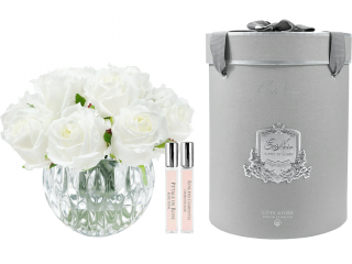 Côte Noire – Luxury Round Bouquet kytice 13 parfémovaných růží Ivory White