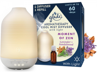 Glade – Aromatherapy difuzér Cool Mist a náplň Moment of Zen (Chvíle klidu)