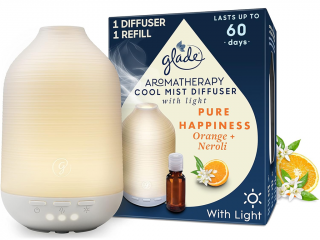 Glade – Aromatherapy difuzér Cool Mist a náplň Pure Happiness (Čisté štěstí)