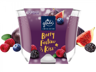 Glade – svíčka Berry Festive Kiss (Sváteční polibek bobulí) Velikost: velká 204 g