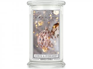 Kringle Candle – vonná svíčka Aurum & Evergreen (Zlato a jehličí), 624 g