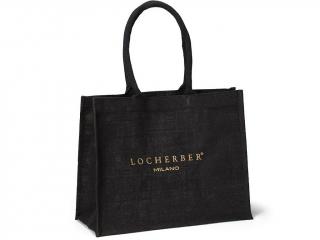Locherber Milano – jutová nákupní taška, černá 41x33x19 cm