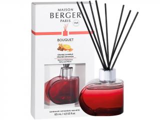 Maison Berger Paris – Alliance aroma difuzér s tyčinkami Orange Cinnamon (Pomeranč a skořice), červená 125 ml