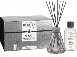 Maison Berger Paris – aroma difuzér s tyčinkami Pyramide starorůžová a náplň Orange Cinnamon (Pomeranč a skořice) 200 ml