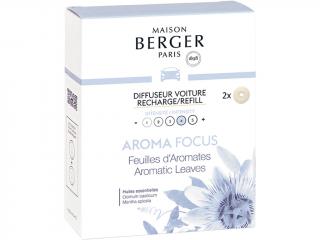 Maison Berger Paris – Aroma Focus (Soustředění) náplň vůně do auta Aromatic Leaves (Voňavé bylinky), 2 ks