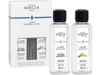 Maison Berger Paris – Duopack náplně do katalytické lampy Cotton Caress (Bavlněná péče) a Pure White Tea (Čistý bílý čaj), 2 x 250 ml
