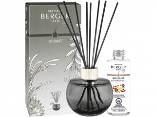 Maison Berger Paris – sada difuzér s tyčinkami Holly šedá a náplň Amber Powder (Ambrový prach)