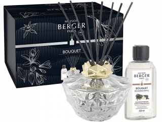 Maison Berger Paris – sada difuzér s tyčinkami Kali transparentní a náplň Vanilla Magnificence (Velkolepá vanilka)