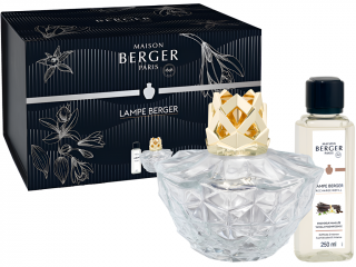 Maison Berger Paris – sada katalytická lampa Kali transparentní a náplň Vanilla Magnificence (Velkolepá vanilka)