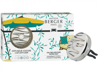 Maison Berger Paris – Summer vůně do auta Water Mint (Mátová voda), stříbrná