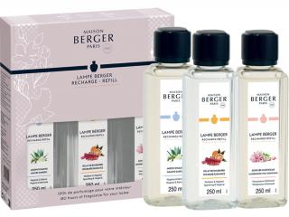 Maison Berger Paris – TrioPack náplně do katalytické lampy Agaves Garden, Rhubarb Radiance a Under the Magnolias, 3x250 ml