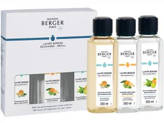 Maison Berger Paris – TrioPack náplně do katalytické lampy Zest of Green Orange, Radiant Bergamot a Savory Tangerine, 3x250 ml