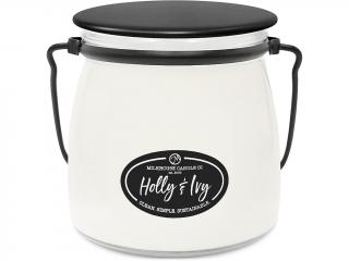 Milkhouse Candle Co. – vonná svíčka Holly & Ivy (Šťastné a veselé Vánoce), 454 g