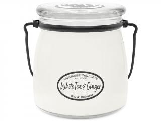 Milkhouse Candle Co. – vonná svíčka White Tea & Ginger (Bílý čaj a zázvor), 454 g