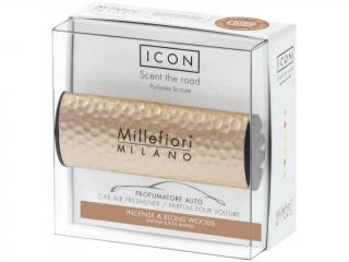 Millefiori – ICON vůně do auta Incense & Blond Woods (Kadidlo a dřevo), zlatá