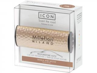 Millefiori – ICON vůně do auta Vanilla & Wood (Vanilka a dřevo), zlatá