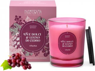 Nasoterapia – svíčka Uve Dolci e Legno di Cedro (Sladké hrozny a cedrové dřevo), 180 g