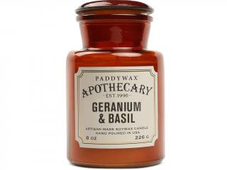 Paddywax – Apothecary vonná svíčka Geranium & Basil (Geránie a bazalka), 226 g