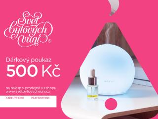 Svět bytových vůní – elektronický dárkový poukaz motiv Elektrický aroma difuzér Dostupné hodnoty: 500 Kč