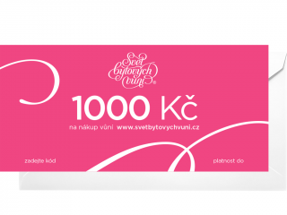 Svět bytových vůní – tištěný dárkový poukaz Hodnota: 1000 Kč