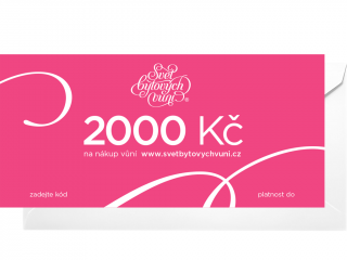 Svět bytových vůní – tištěný dárkový poukaz Hodnota: 2000 Kč