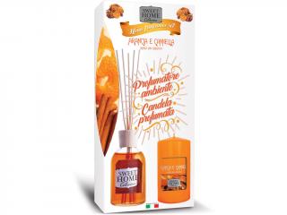 Sweet Home – dárková sada difuzér a svíčka Arancia e Cannella (Pomeranč a skořice)