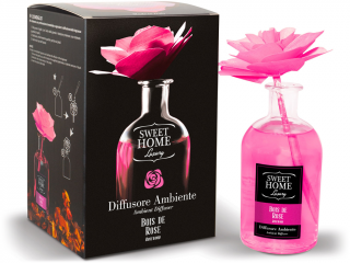 Sweet Home – difuzér s vonící dřevěnou květinou Bois de Rose (Růžové dřevo), 250 ml