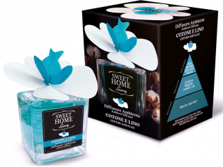 Sweet Home – difuzér s vonící dřevěnou květinou Cotone e Lino (Bavlna a len), 150 ml
