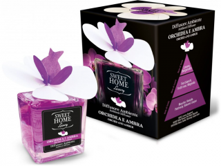 Sweet Home – difuzér s vonící dřevěnou květinou Orchidea e Ambra (Orchidej a ambra), 150 ml