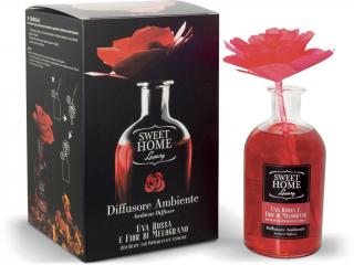 Sweet Home – difuzér s vonící dřevěnou květinou Uva Rossa e Fior di Melograno (Červené hrozny & květ granátového jablka), 250 ml