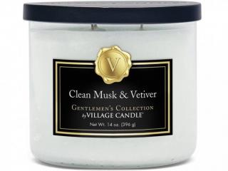 Village Candle – vonná svíčka Clean Musk & Vetiver (Pižmo a vetiver), 396 g