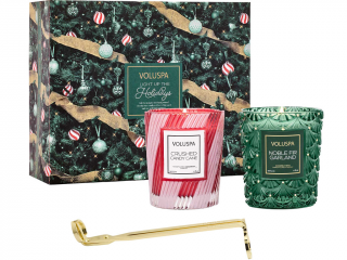 Voluspa – dárková sada 2 svíčky a zlaté nůžky na knot Light Up The Holidays