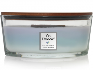 WoodWick – HearthWick Trilogy svíčka Calming Retreat (Uklidňující a relaxační), 453 g