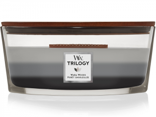 WoodWick – HearthWick Trilogy svíčka Warm Woods (Hřejivé dřevo), 453 g