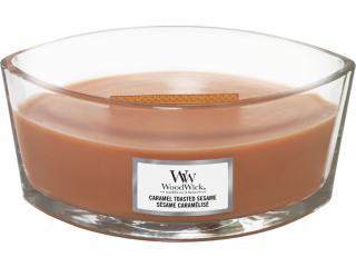 WoodWick – HearthWick vonná svíčka Caramel Toasted Sesame (Sezamové sušenky s karamelem), 453 g