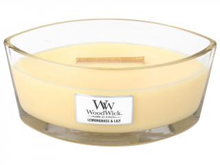 WoodWick – HearthWick vonná svíčka Lemongrass & Lily (Citronová tráva a lilie), 453 g
