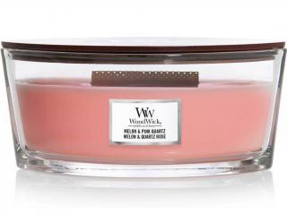 WoodWick – HearthWick vonná svíčka Melon & Pink Quartz (Meloun a růžový křemen), 453 g