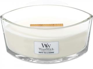 WoodWick – HearthWick vonná svíčka White Tea & Jasmine (Bílý čaj a jasmín), 453 g