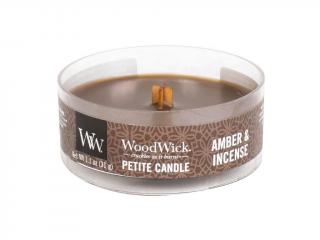 WoodWick – Petite Candle vonná svíčka Amber & Incense (Ambra a kadidlo), 31 g