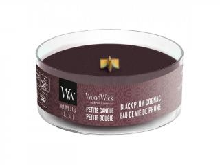 WoodWick – Petite Candle vonná svíčka Black Plum Cognac (Koňak z černých švestek), 31 g