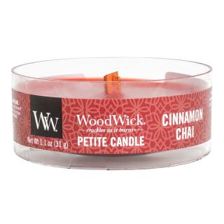 WoodWick – Petite Candle vonná svíčka Cinnamon Chai (Skořice a vanilka), 31 g