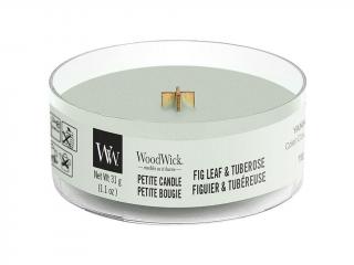 WoodWick – Petite Candle vonná svíčka Fig Leaf & Tuberosa (Fíkový list a tuberóza), 31 g