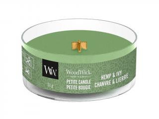 WoodWick – Petite Candle vonná svíčka Hemp & Ivy (Konopí a břečťan), 31 g