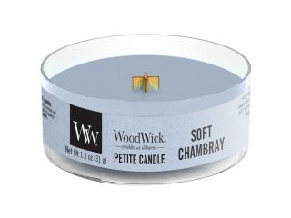 WoodWick – Petite Candle vonná svíčka Soft Chambray (Čisté prádlo), 31 g