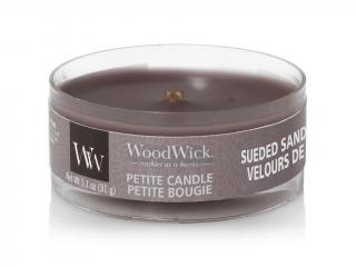 WoodWick – Petite Candle vonná svíčka Sueded Sandalwood (Semišové santalové dřevo), 31 g