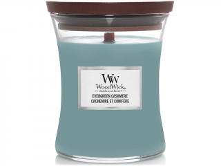 WoodWick – svíčka Evergreen Cashmere (Jehličí a kašmír) Velikost: střední 275 g